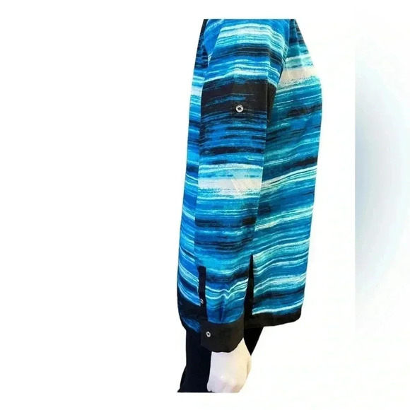 Calvin Klein Button  Down Striped Hi Lo Blouse Size Small - Picture 3 of 10